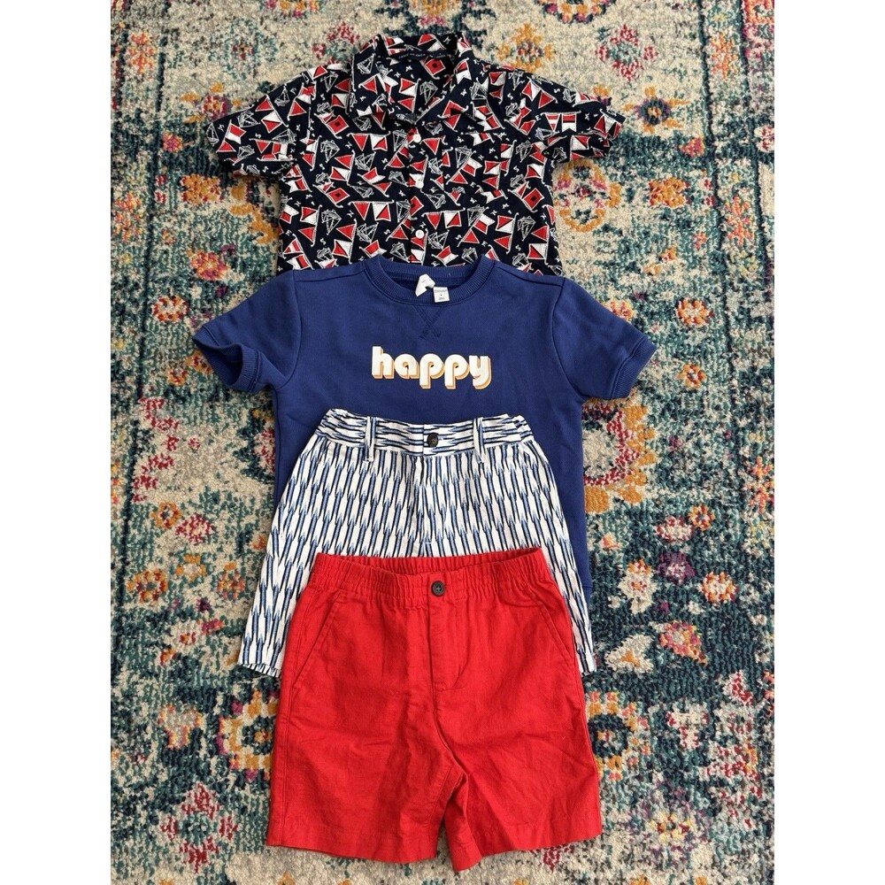 Janie & Jack Boys Cotton Linen Shorts and Shirt Bundle Size 5